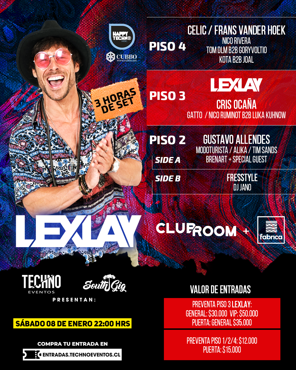 LEXLAY | CLUB ROOM + FABRICA (SABADO 08 ENERO)